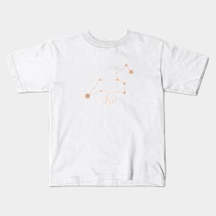 Leo Zodiac Constellation in Rose Gold Kids T-Shirt